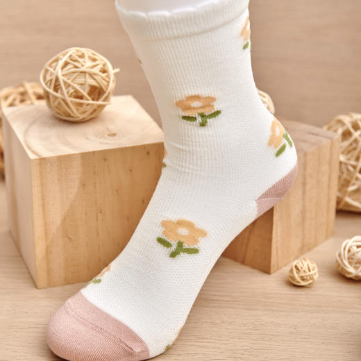 莫代尔直板提花女袜年轻时尚学生防臭吸汗凉爽多色堆堆袜耐穿质量【2312203/2312205】 商品图0