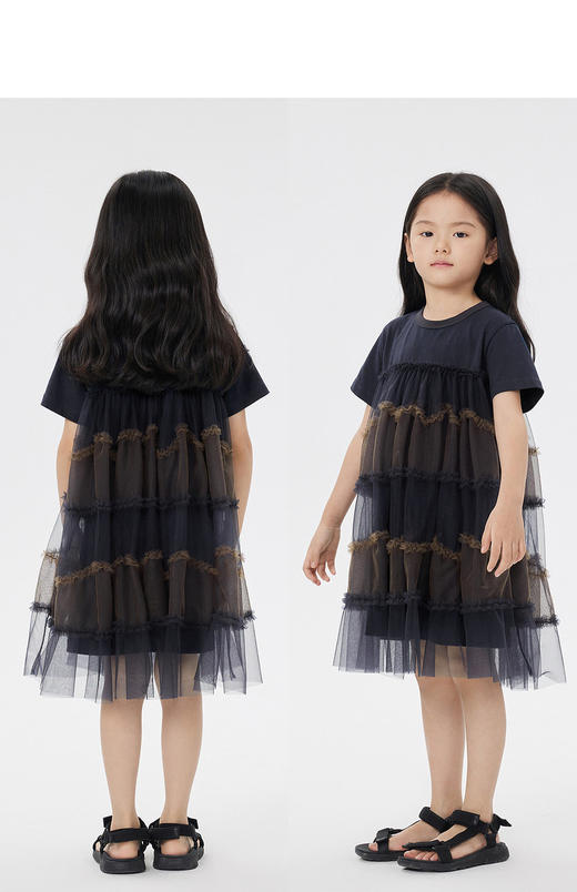 jnby  23年春款  针织棉耐磨网纱短袖连衣裙  1N3G12730 商品图6