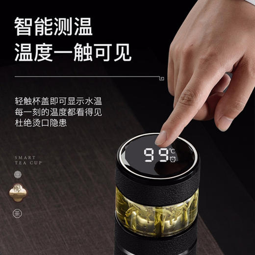 【实付满199送钥匙扣】【可定制二代两用茶水分离杯套装】室内办公泡茶水杯 大容量触盖显温保温杯玻璃杯 商品图3