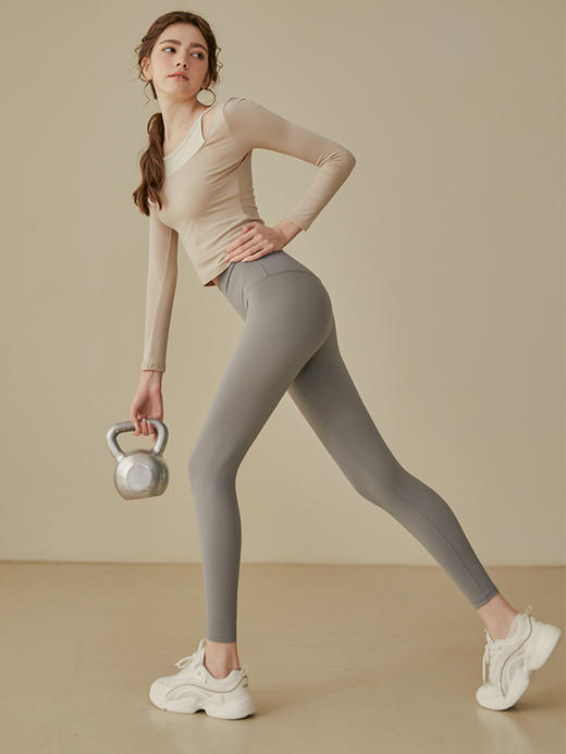 【热卖爆款】无尴尬线瑜伽裤女高腰提臀蜜桃臀弹力紧身裤运动裤跑步健身裤长裤 KML 000 BL-XYCK0006 商品图3