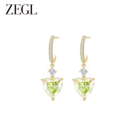 ZEGL设计师早春调色盘系列绿色爱心耳环女小众设计感耳钉银针耳饰