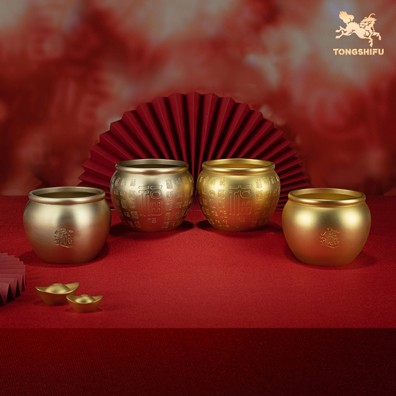 铜师傅 铜缸黄铜米缸《福缸 财缸系列》百福缸玄关桌面摆件聚宝盆