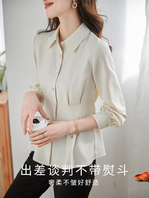 【79元福袋不支持退换】熙世界鱼骨衬衫女收腰显瘦长袖洋气小衫别致雪纺衬衣2025春秋新款 商品图1