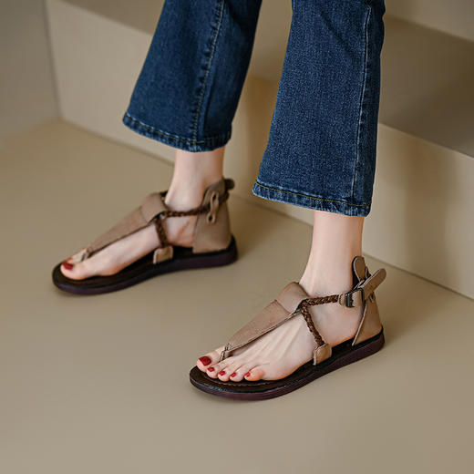 清凉舒适，头层牛皮平底凉鞋ZM22168 商品图12