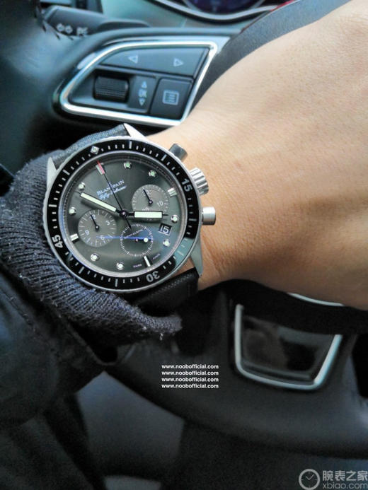 NOOB宝珀五十寻计时深潜器飞返计时码表问世了，直径43mm。【表壳】牙圈对版，立体感强！永不退色，手感爽滑且不伤肌肤。 商品图3