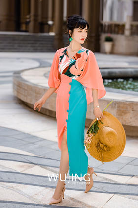 3022001 如珊寻梦 珊瑚粉色连衣裙 雾境