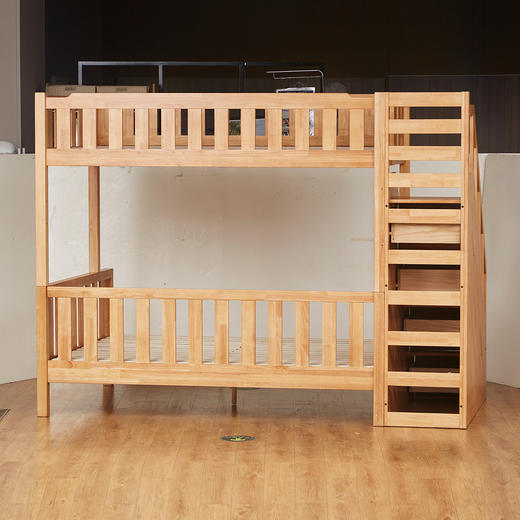 【家具】双层床 赛罗奥（梯柜款）中棕/浅棕 配套书架/抽屉（1491元以下需自行安装） 商品图9