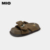 MIO米奥夏季纯色中跟一字拖厚底爱心水钻甜美蝴蝶结复古勃肯拖鞋M233127601 商品缩略图1