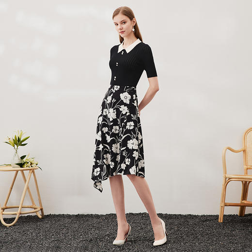 EITIE爱特爱夏季新款通勤时尚不规则裙摆印花半身裙7006703 商品图3