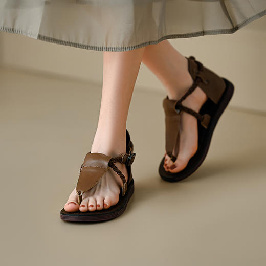 清凉舒适，头层牛皮平底凉鞋ZM22168 商品图4