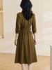 剩S/M 米思阳2026春季新款优雅大方七分袖V领裙子收腰显瘦a字连衣裙0304 商品缩略图3