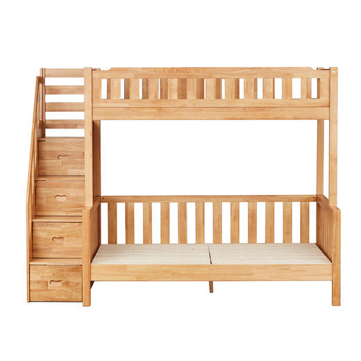 【家具】双层床 赛罗奥（梯柜款）中棕/浅棕 配套书架/抽屉（1491元以下需自行安装） 商品图1