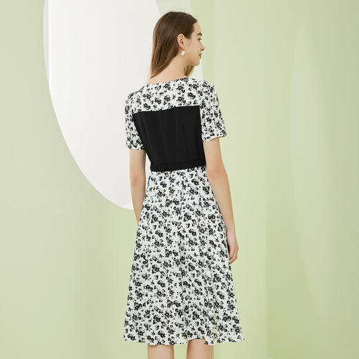 NF8W3斯尔丽2023年春夏新款圆领短袖拼接中长连衣裙 商品图1