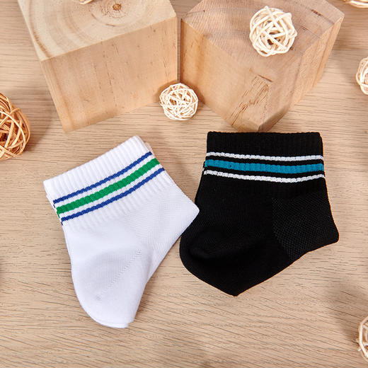 男丨袜子男夏纯棉防臭透气吸汗中筒袜ins潮条纹韩版学院风全棉短筒袜【2双装 6双6折 2311201】 商品图0