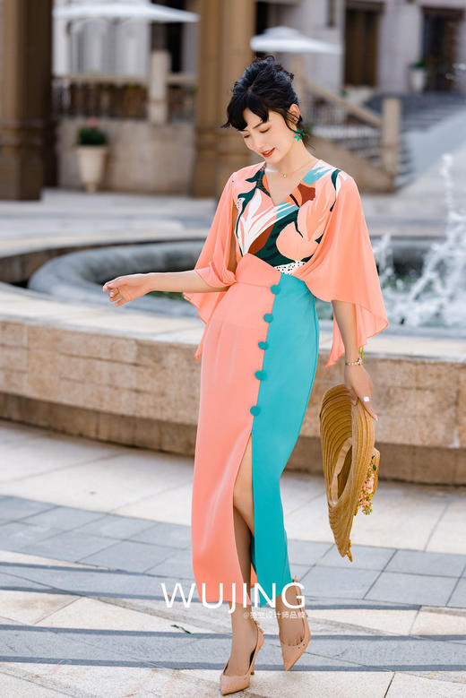 3022001 如珊寻梦 珊瑚粉色连衣裙 雾境 商品图1