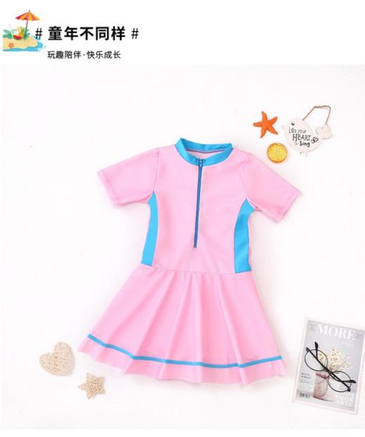 【Deerway德尔惠女童速干连体泳衣】面料比较抗造☺️耐热、耐晒、耐冲击，小裙子的造型❤️萌趣好看👏纯色➕撞色设计 轻便又速干~ 商品图2