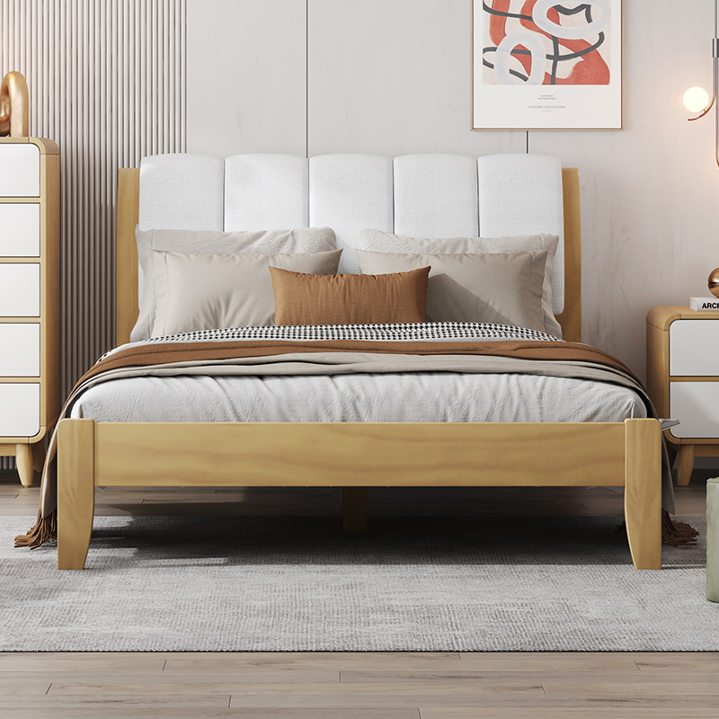 喜梦宝全实木成人床儿童床1.2米1.5米1.8米男孩女孩实木床卧室 大白系列