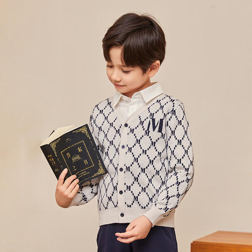 mettekids男童毛衣春秋新款V领打底衫中大儿童英伦风休闲针织开衫 商品图1