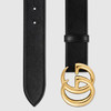 GUCCI 古驰 男士闪亮双G带扣皮革腰带 黑色 406831 0YA0G 1000 商品缩略图1