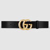 GUCCI 古驰 男士闪亮双G带扣皮革腰带 黑色 406831 0YA0G 1000 商品缩略图0