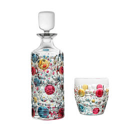 捷克进口BOHEMIA波西米亚彩色水滴手工描彩威士忌酒樽酒杯750ml