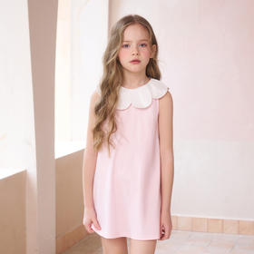 mettekids女童连衣裙夏季花瓣领甜美裙子童装儿童洋气时髦公主裙