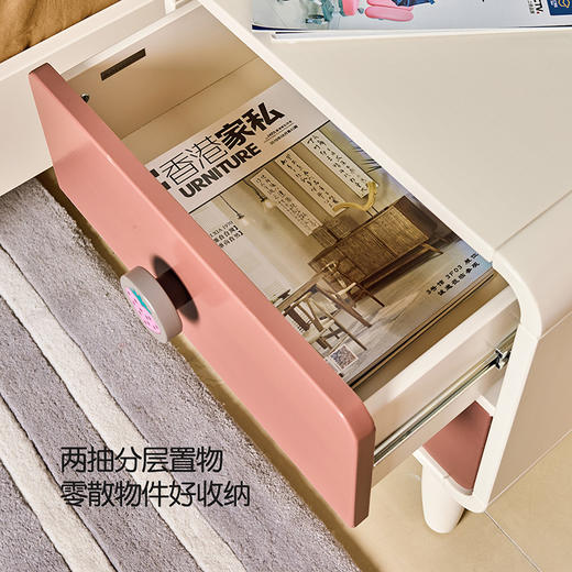 喜梦宝床头柜全实木收纳小型床头柜女孩卡通粉色床边储物柜 草莓糖系列 商品图2