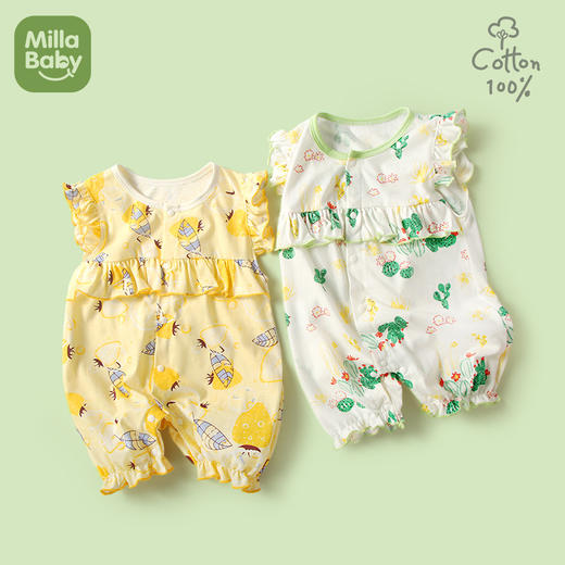 夏薄款可爱蝴蝶无袖婴儿哈衣爬爬服睡衣服宝宝短袖连体衣 商品图2