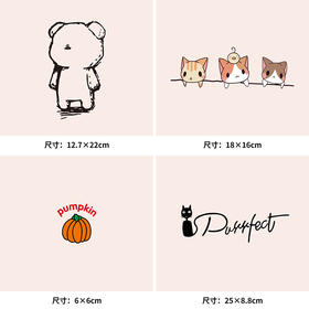 卡通动漫小猫小熊羊字母笑脸衣服热转印烫画贴图案DIY辅料卫衣T恤