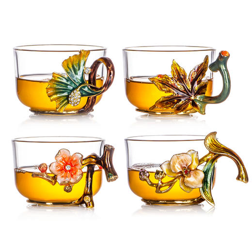 罗比罗丹花之语创意珐琅彩带把玻璃杯礼盒装【不支持补差，非质量问题不退不换】S 商品图0