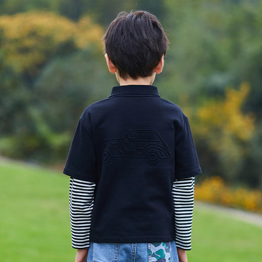 mettekids儿童t恤春秋新款童装洋气上衣中大男童黑色长袖打底衫 商品图3