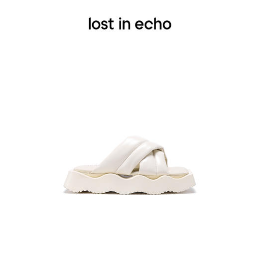 lost in echo设计师品牌休闲方头舒适厚底波浪底交叉带拖鞋女外穿 商品图1