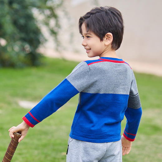 mettekids男童毛衣儿童春秋新款上衣童装打底衫中大童圆领针织衫 商品图3