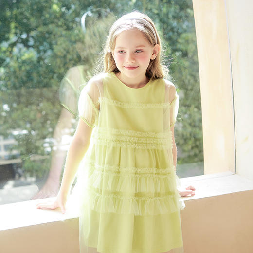 mettekids儿童连衣裙女童网纱裙子夏季蛋糕裙中大童假两件公主裙 商品图2