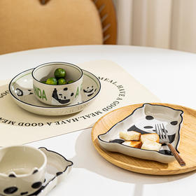 摩登主妇原创熊猫陶瓷餐具一人食可爱儿童饭碗家用菜盘子套装礼盒