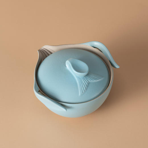 万仟堂 | 鲲·易泡壶 茶具 国风出行便携茶壶双色可选 礼品专供 天蓝砂釉 怀古豆浆釉 商品图3