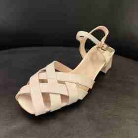 lfgj BM203中粗跟设计感小众镂空编织包头女凉鞋