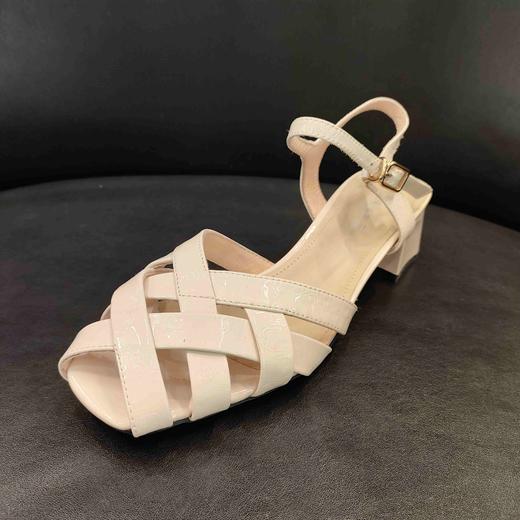 lfgj BM203中粗跟设计感小众镂空编织包头女凉鞋 商品图0