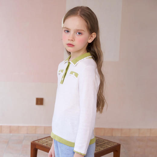 mettekids女童针织衫儿童春秋新款长袖t恤中大童打底衫上衣童装 商品图2