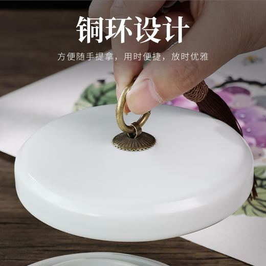 【庆学堂】汝窑陶瓷带盖火锅砚台 双圈不干墨高密封 景德镇制作 商品图4