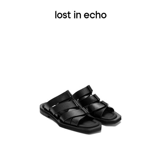 lost in echo设计师品牌交叠绑带切面平跟拖鞋罗马拖鞋凉鞋女外穿 商品图0