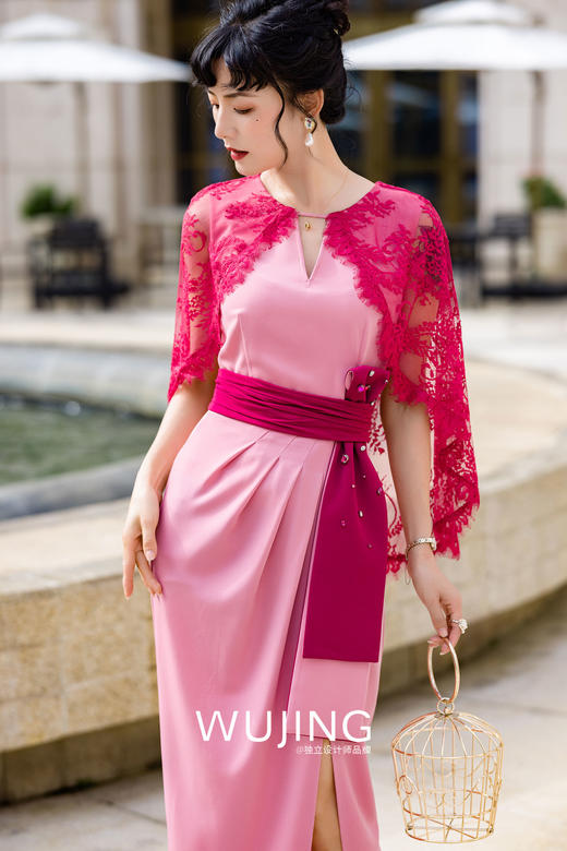 3022041 粉黛胭脂 藕粉色连衣裙 雾境 商品图2