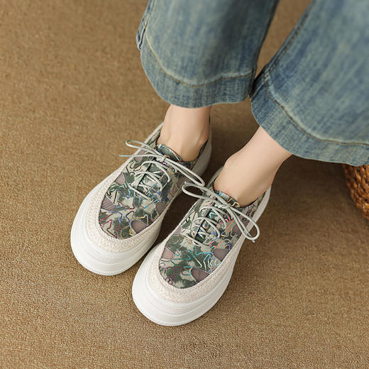 舒适简约，头层牛皮+网纱绑带厚底单鞋TYM-1418 商品图11