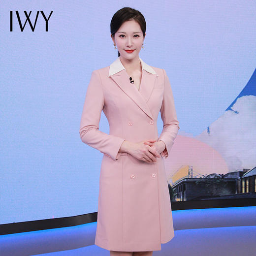 IWY/粉色西装连衣裙女春季新款高级感气质艺考播音主持人正装礼服Q13103 商品图1