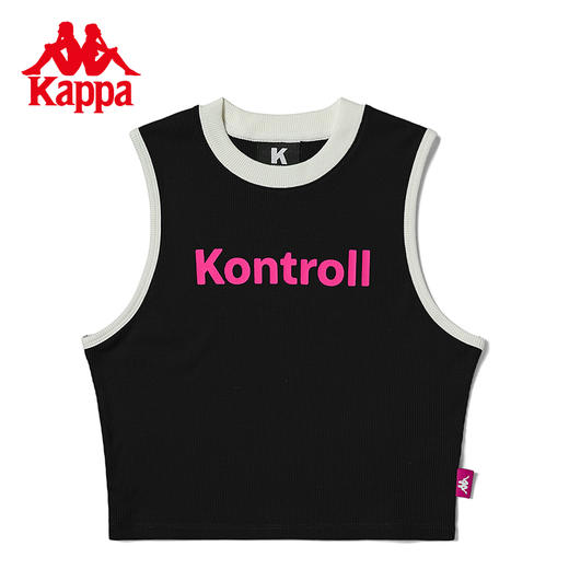 Kappa卡帕吊带背心2023新款女字母印花背心撞色圆领内搭无袖上衣KPDFBVV01K 商品图0