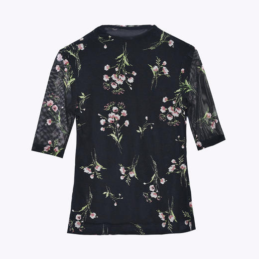 大码网纱双层打底衫中老年女装KQL-520H9818 商品图4