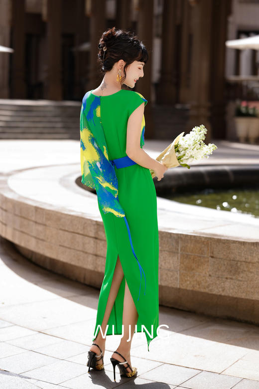 3022073 青山远黛 阳春绿连衣裙 雾境 商品图5