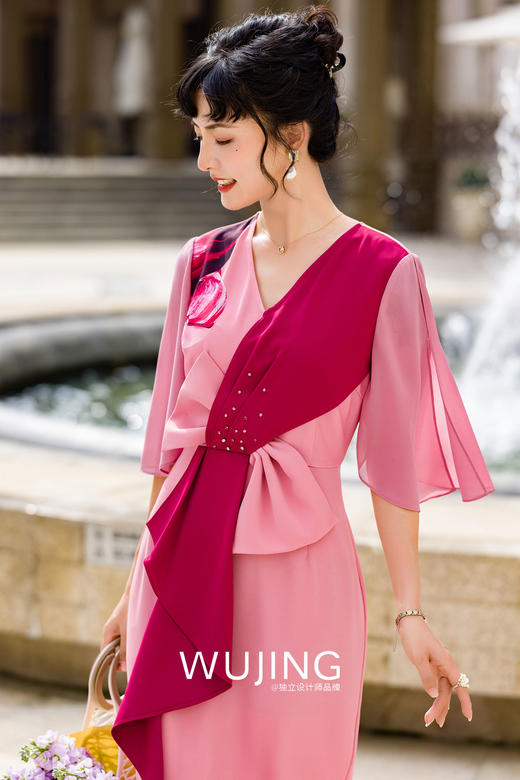 3022038 粉黛胭脂 藕粉色连衣裙 雾境 商品图3