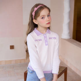 mettekids女童针织衫儿童春秋新款长袖t恤中大童打底衫上衣童装