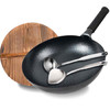 欧乐菲（OLOFE）章丘老关东铁锅黑炒锅家用老式圆底无涂层锅具大炒勺熟黑铁锅34cm 商品缩略图1
